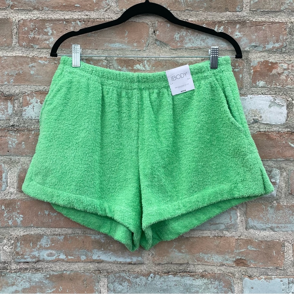 Cotton On Body Towelling Shorts Green Terry Cloth Elastic Waist Pull On Swim NWT